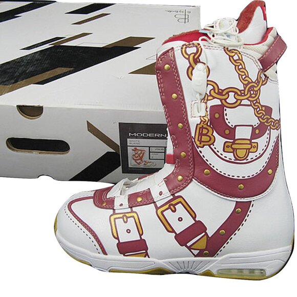 NEW $295 Burton Modern Snowboard Boots! White Red & Gold BlingSize 7 Euro 38